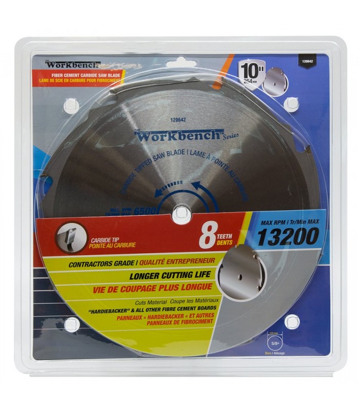 Workbench Fiber Cement Saw Blade 10 in. x 8T (carbide)