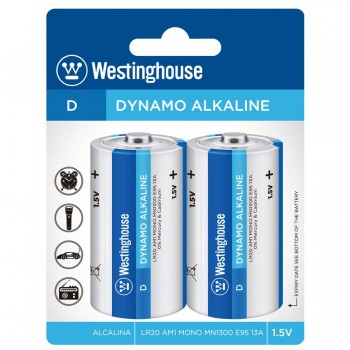 Westinghouse D Dynamo Alkaline Battery - 2 Pack