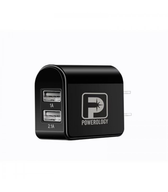 POWEROLOGY TRAVEL DUO HOME CHARGER 3.1A - CUL - BLACK