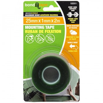 Ruban De Fixation D’adhésion Maximal 25mm x 1mm x 2m Intérieur