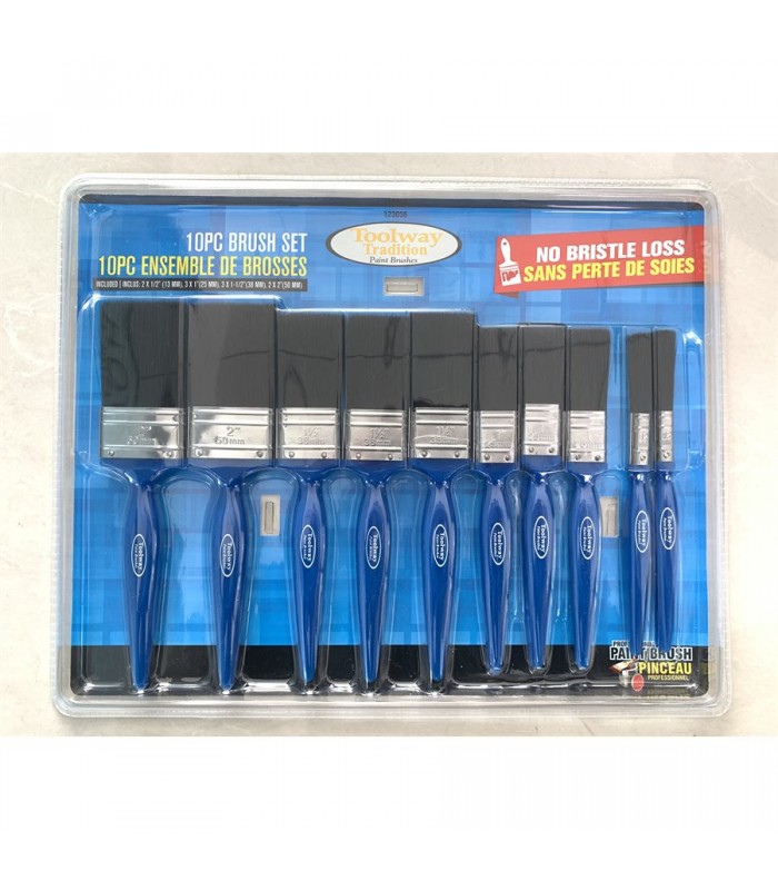 Ensemble de pinceaux sans perte de soies Toolway - 10 pcs