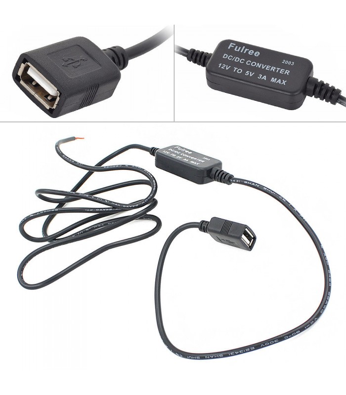 12V to 5V 3A Car Power Converter USB Charger