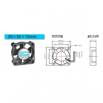 Brushless DC Cooling Fan 5 Blade 12V 30mm x 30mm x10mm 2 PIN WIRE