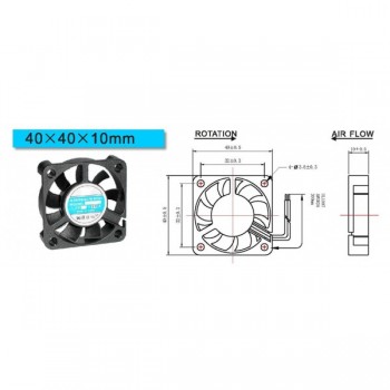 Brushless DC Cooling Fan 7 Blade 5V 40mm x 40mm x10mm 2 PIN WIRE