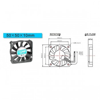Ventilateur 12Vdc 0.1A 50mm x 50mm x 10mm 2 broches