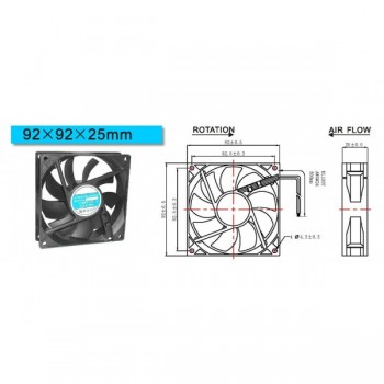Ventilateur 12Vdc 92mm x 92mm x 25mm 2 broches de RAV