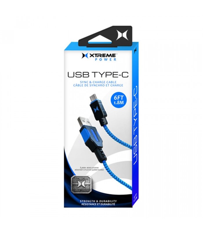 Câble de synchronisation et de charge Xtreme de 6 pieds de la série Tough Type-C vers USB-A