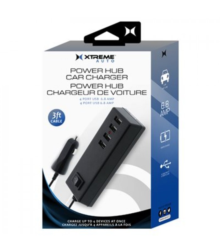 Chargeur de voiture 4 ports avec câble 0,91m de Xtreme