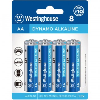 Pile Dynamo Alcaline Westingjouse AA - Paquet de 8