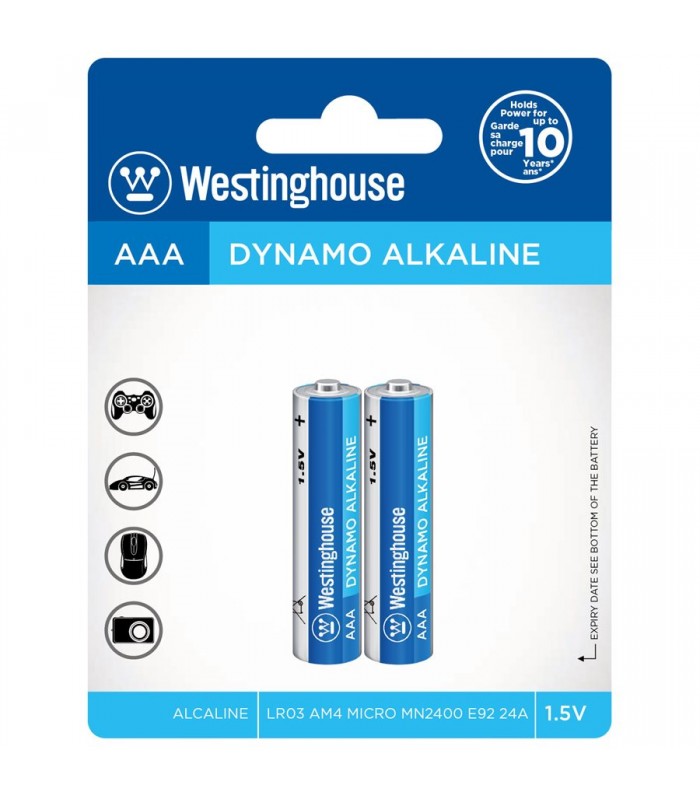 Pile Dynamo Alcaline Westingjouse AAA - Paquet de 2