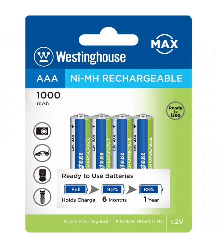 Westinghouse AAA Low Self Discharge Nickel Metal Hydrid rechargeable battery - Pack of 4