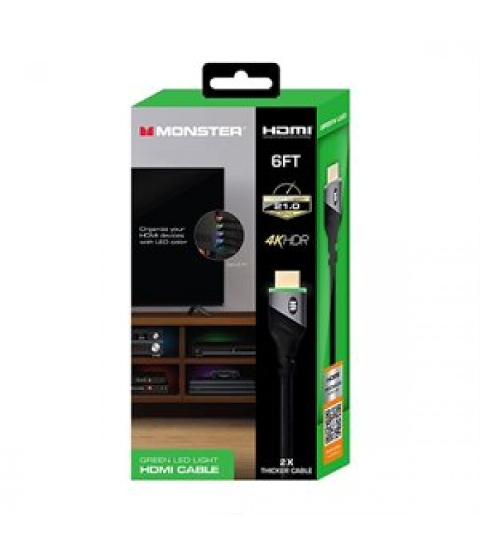 Monster 6ft LED Light HDMI Green High Speed 4K