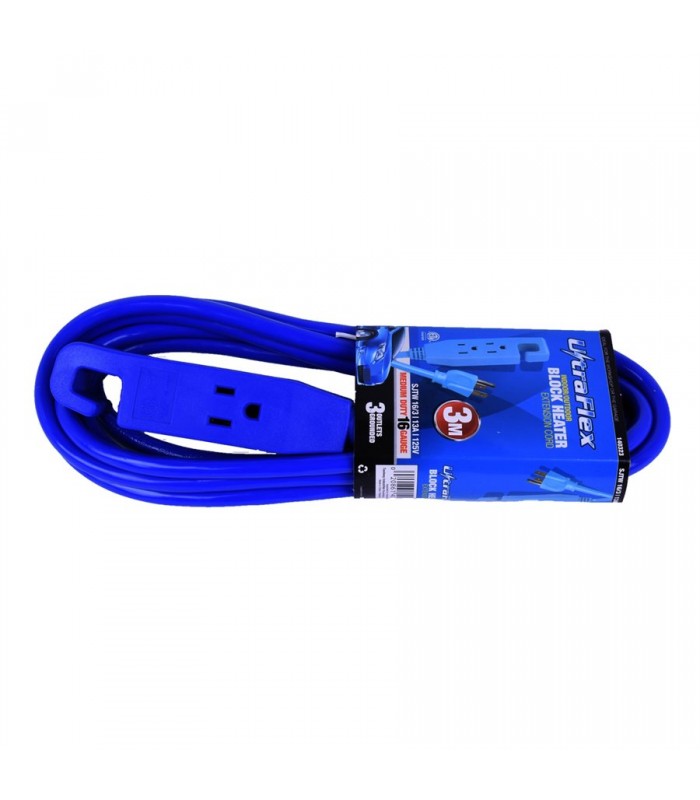 Flexicord Extension Cord SJTW 16/3 3m 3-Outlet Block Heater