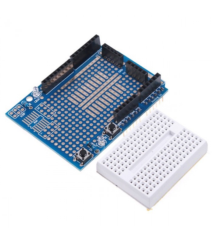 Prototype Shield + Mini Breadboard for Arduino