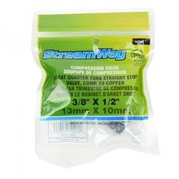 Robinet d'arrêt droit quart de tour Sweat 1/2 po cuivre x 3/8 po od de StreamWay