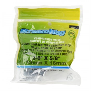 Vanne d'arrêt droite quart de tour à compression 5/8 po de diamètre extérieur x 3/8 po de diamètre extérieur de StreamWay