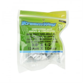 Robinet d'arrêt coudé multi-tours Sweat 1/2 po Cuivre x 3/8 po OD de StreamWay