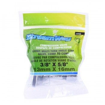 Robinet d'arrêt coudé multi-tours Sweat 5/8 po Cuivre x 3/8 po OD de StreamWay