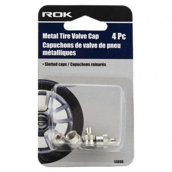 ROK Slotted Metal Tire Valve Cap - 4 pieces