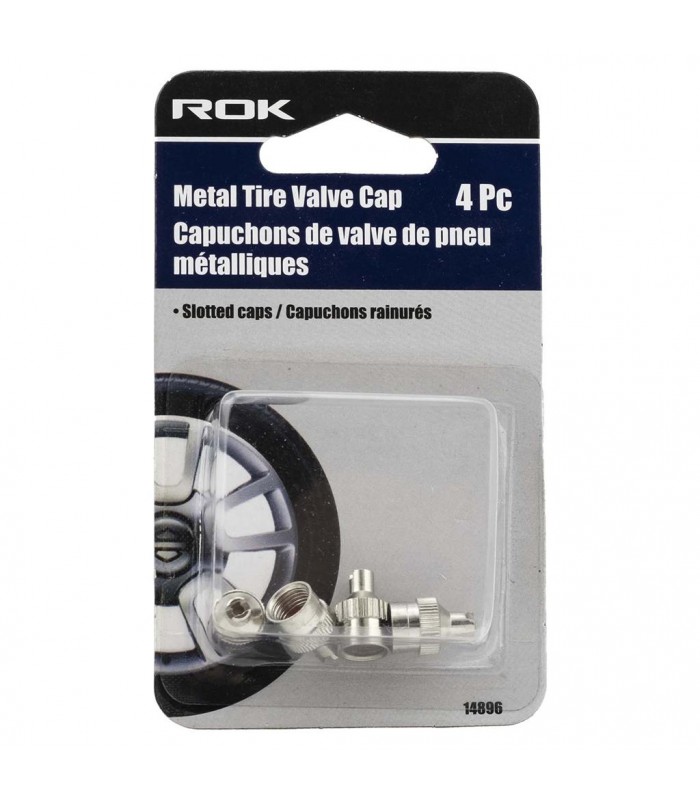 ROK Slotted Metal Tire Valve Cap - 4 pieces