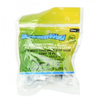 Robinet d'arrêt coudé multi-tours 1/2 po Pex x 3/8 po OD de StreamWay
