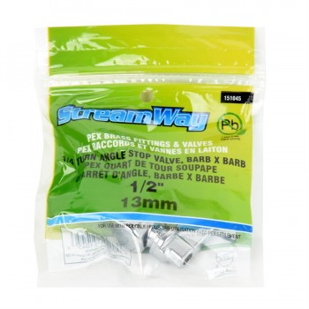 Robinet d'arrêt coudé quart de tour PEX 1/2 po x 1/2 po. de StreamWay