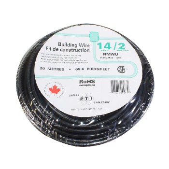 PTI Solid Wire - 2c/14 AWG - NMWU - Black - 20m