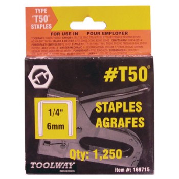 Agrafes 1/4 po pour T50 - Paquet de 1250