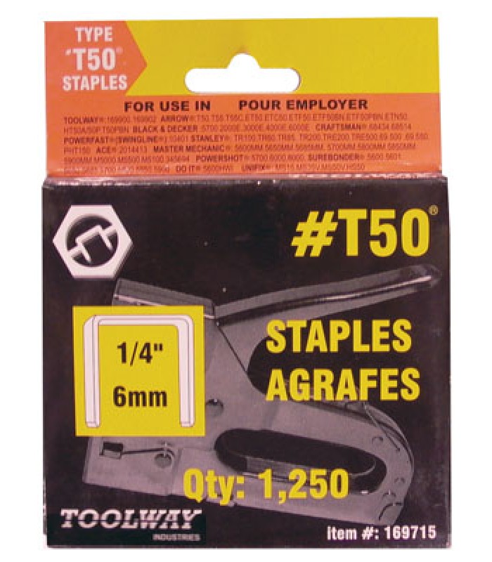 Agrafes 1/4 po pour T50 - Paquet de 1250