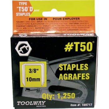 Staples 3/8" for T50- Pack of 1250 - C Point