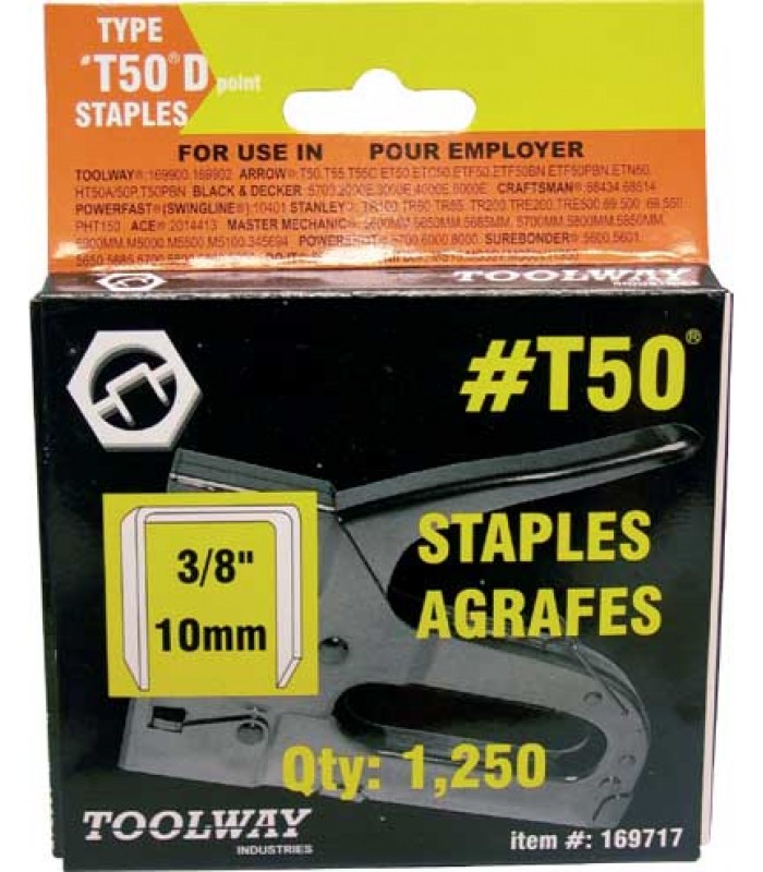 Agrafes 3/8 po pour T50 - Paquet de 1250 - Point C