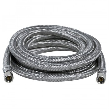 SteamWay Flex Connector Stainless Steel 1/4 Comp x 1/4 Comp x 10ft Ice Maker