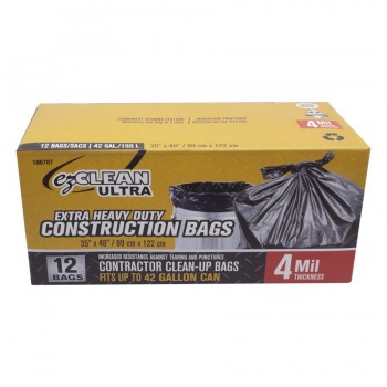 ezClean 12pc Construction Bag 35in x48in (4 mil) Black