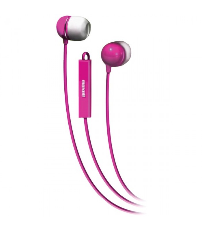 Maxell Stereo In-Ear Earbuds With Microphone & Remote (Pink)