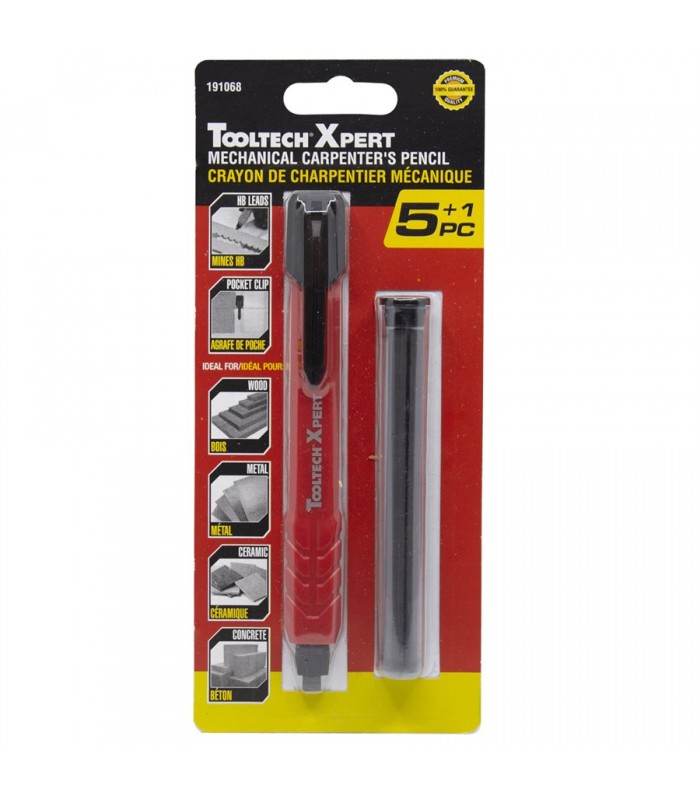 Tooltech Mechanical Carpenter's Pencil With 5PC HB Leads