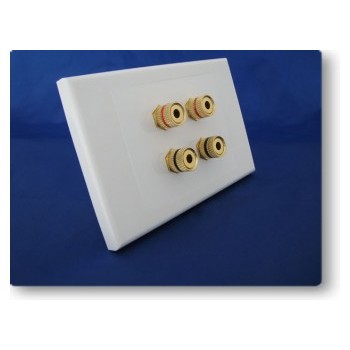 Plaque murale pour 2 boîtes de son prise Banane Plaqué OR - Blanc de Global Tone