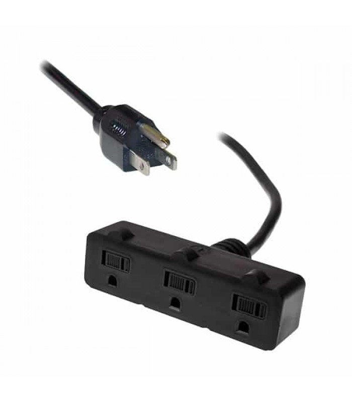 PureVolt Heavy Duty Extension Cord - 3-Outlet - Indoor/Outdoor - Black - 100 ft.