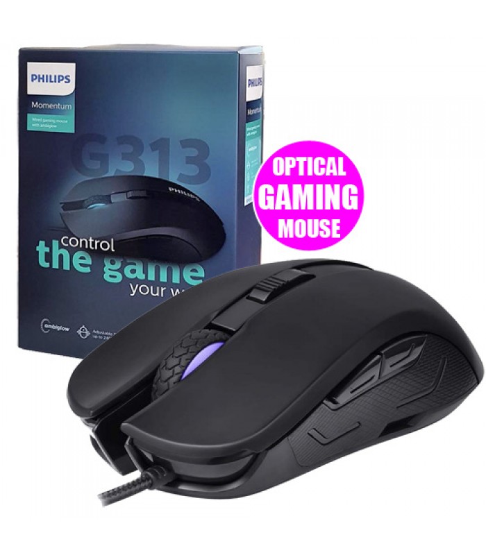 Souris de jeu filaire Philips G800 avec Ambiglow 8200 dpi 7 boutons programmables RGB Ambiglow Lighting