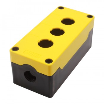 Boîtier de commande 3 trous pour interrupteurs - 22 mm - Jaune