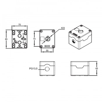 Boîtier de commande à trou simple pour interrupteur - 22mm - Jaune