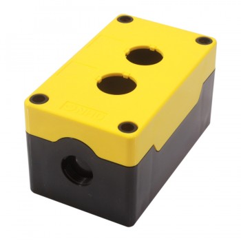 Boîtier de commande 2 trous pour interrupteurs - 22 mm - Jaune