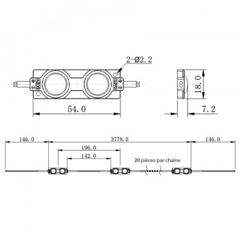 LED Module for Backlit - 2 LED - 12 VDC - 6000K - IP65