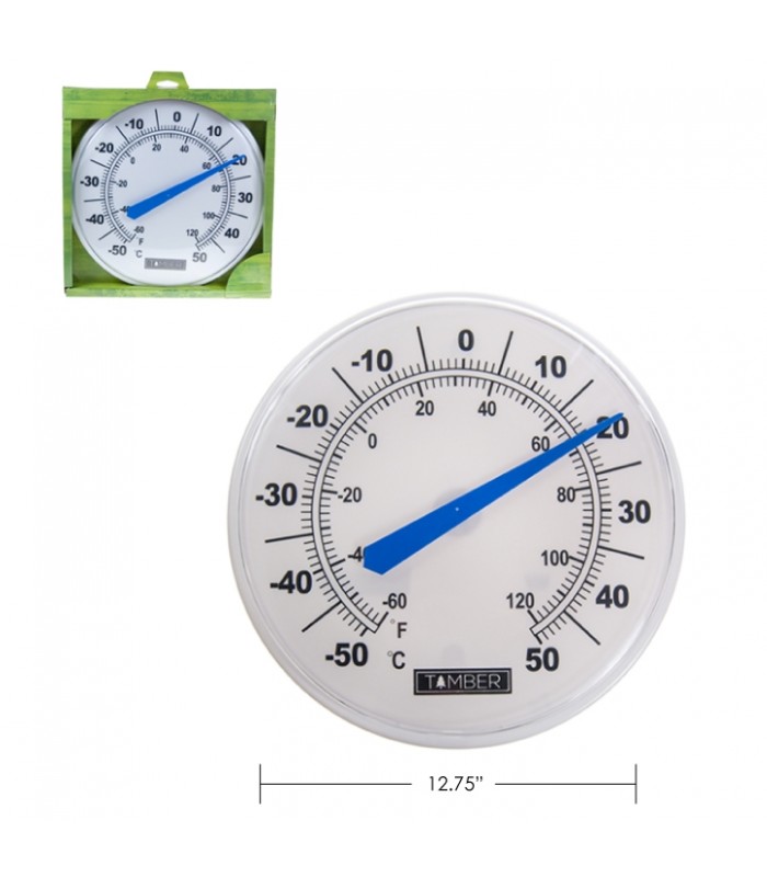 Timber Bimetal Indoor/Outdoor thermometer 340mm, White