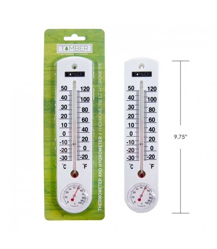 Timber Indoor/Outdoor thermometer & Hygrometer, White