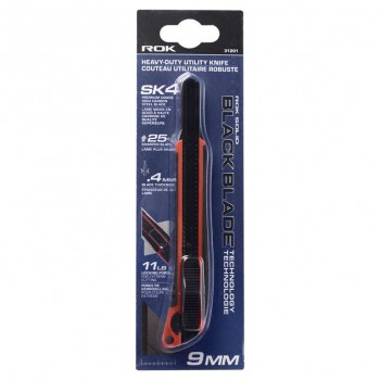 ROK 9mm solid black blade Heavy-Duty Utility Knife