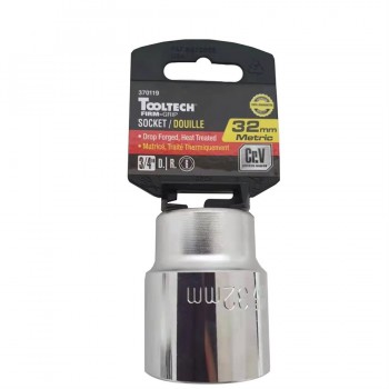 Tooltech Firm-Grip Douille peu profonde métrique 32 mm x 3/4 po Dr 6 points Cr-V