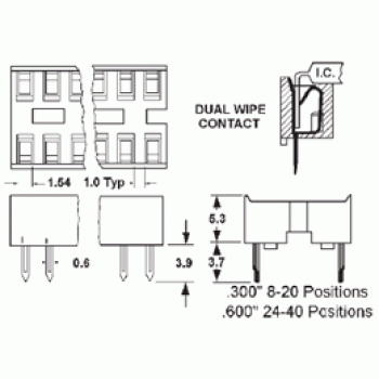 Mode Electronics DIP IC Integrated circuit socket 28 pins - Pack of 3