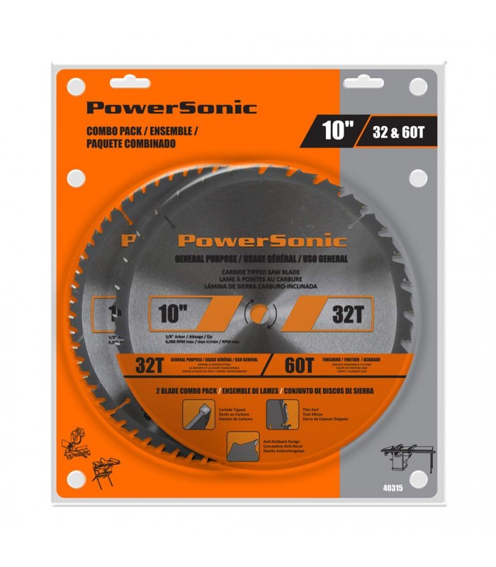 Ensemble de 2 lames de scie de 10 po PowerSonic