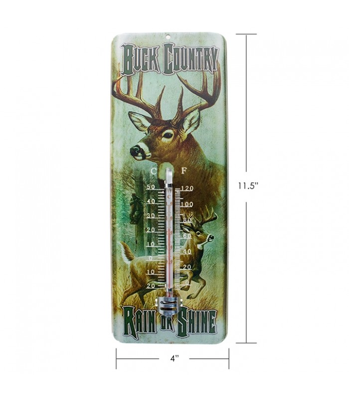 TIMBER - TIN THERMOMETER BUCK COUNTRY