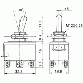 Interrupteur à levier 6A/125V DPDT ON-OFF-ON de Mode Electronics